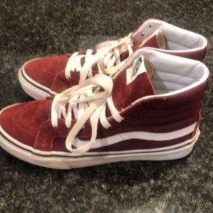 maroon van high tops